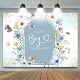 Lofaris A Little Boy On The Way Florals Baby Shower Backdrop